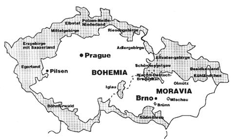 Иллюстрация 1: Чешское Пограничье и другие чешские земли, населенные этническими немцами
