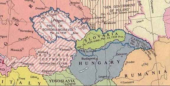 Иллюстрация 2: Расчленение Чехословакии в соответствии с «Мюнхенским сговором»